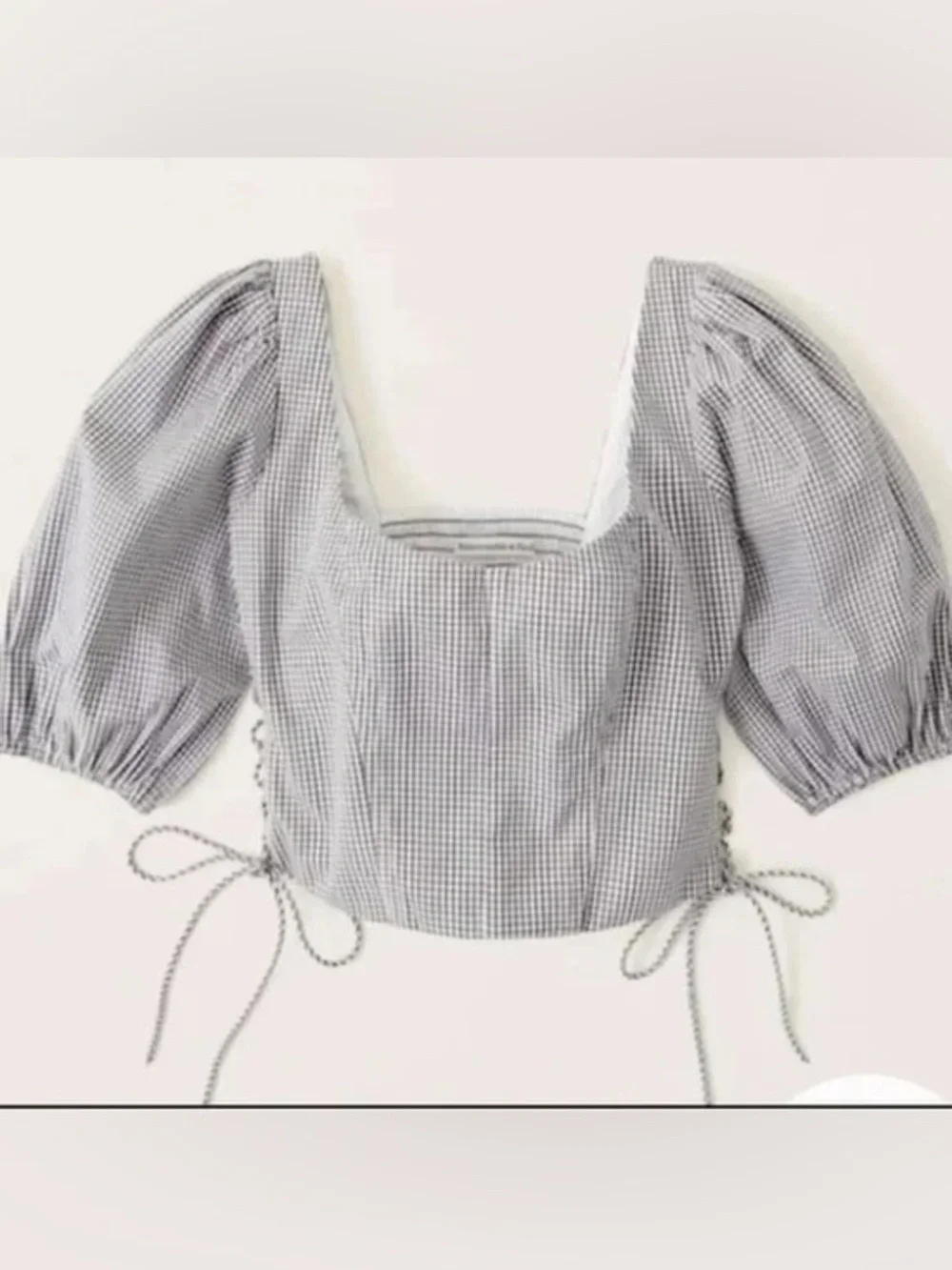 Abercrombie & Fitch Gingham Puff Sleeve Cropped Top XL